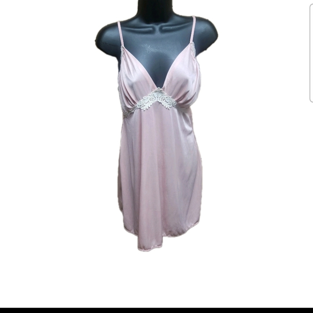 Vintage Colesce Collection Bariecor Babydoll Pink Lace Lingerie Slip Dress  USA